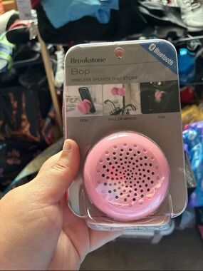 Brookstone Pink Bop Wireless Stick-On Bluetooth Speaker